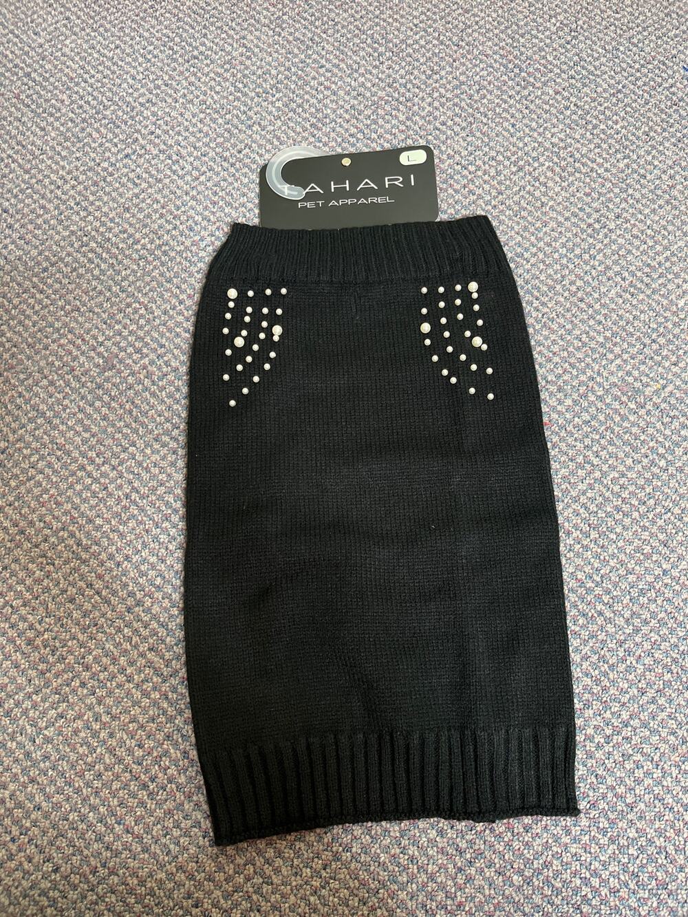 Tahari Black Embellished Pet Sweater Large